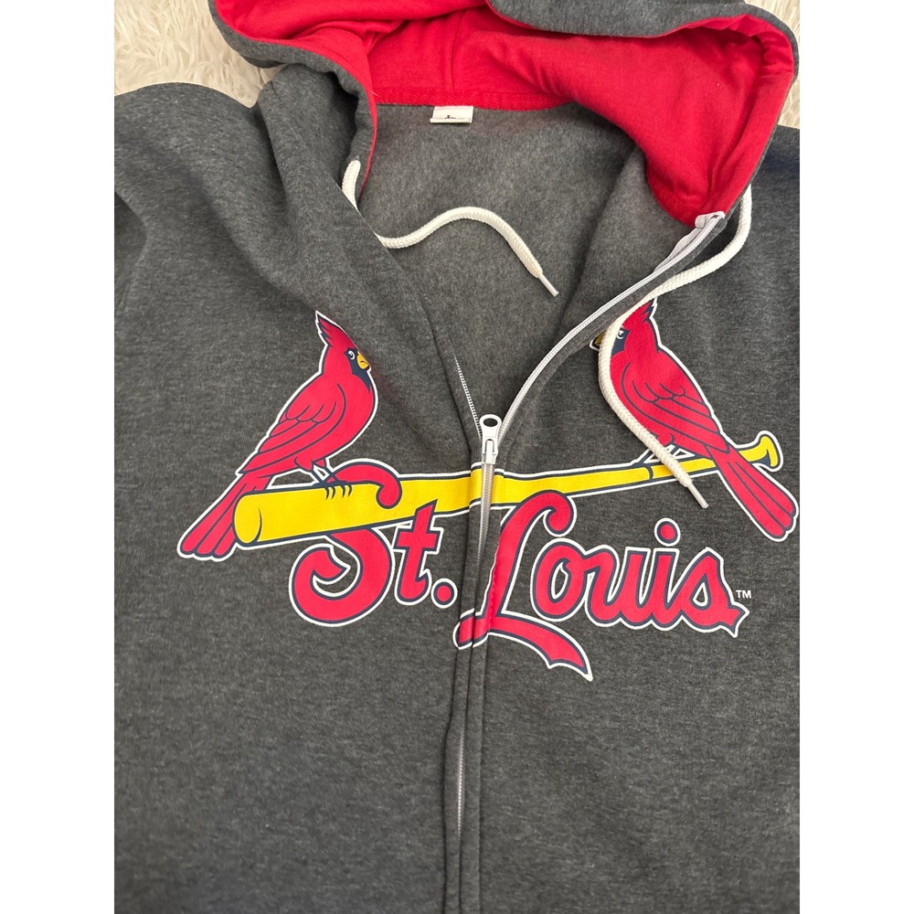 St Louis Cardinals Mens Adult XL Zip Up Hoodie Red Cardinal Logo Baseball - Picture 2 of 6
